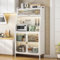 haiorjun Küchenschrank Weiß mit Arbeitsplatte und Rollen, 86x36x160cm Bewegliche Metallschrank mit 2 Türen & Verstellbaren Einlegeböden, Moderner Stil Buffetschrank für Küche Wohnzimmer Esszimmer