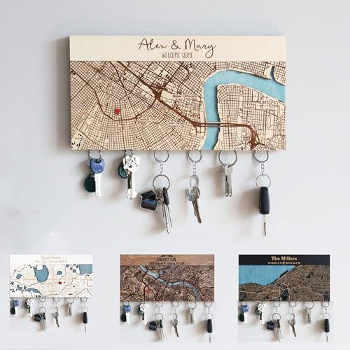 Porte-clés mural personnalisé pour décoration murale, décoration d'intérieur, cadeaux personnalisés pour couple
