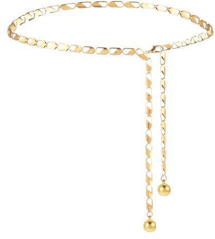 Amaxiu Damen Taillenkette Gürtel, Frauen Metall Kettengürtel Gold und Silber Verstellbarer Taillenkette Gürtel Körpergliedergürtel Modischer Kettengürtel Für Kleider Jeans(Gold)