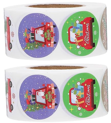 CAXUSD 3rollos Pegatinas De Navidad Rulos De Etiquetas Adhesivas Decorativas Sellos Para Cajas y Adhesivos Fáciles De Usar Para Embalaje y Manualidades Navideñas
