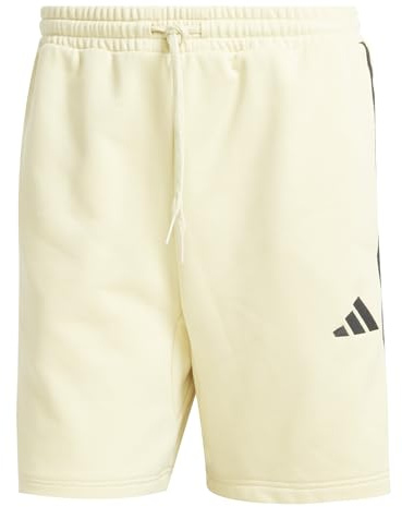 adidas Herren Essential Three Stripes French Terry Short, Powder Yellow/Black, L