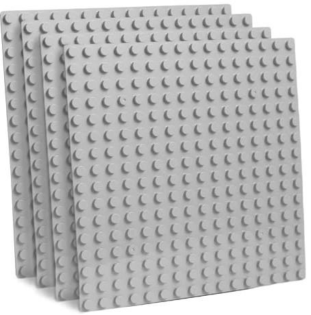 Florappy Compatible with DUPLO Building Block Baseplate - 10 x 10 Inch in Green, Gray, Blue - Versatile for DIY Projects, Play Tables, or Wall Decorations - Durable, Easy to Use (Grey, 4, pieces)