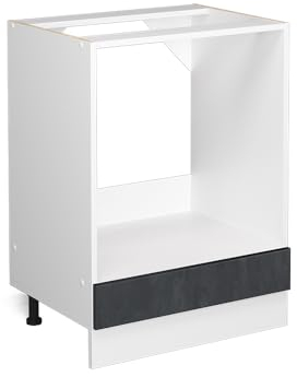 Vicco Armario para Horno Empotrado R-Line, Hormigón Negro/Blanco, 60 cm ET Roble