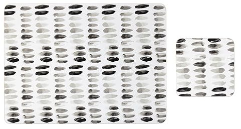 Set of 4 Pebble Placemat & Coaster Set, Cork Backed Kitchen Protector Mats for Decoration, Heat-Resistant Coating & Cork Board Base