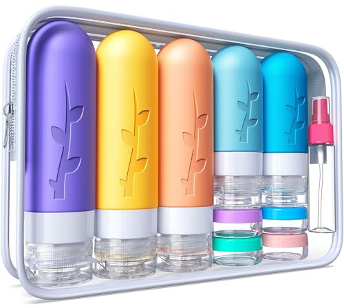 19pack Travel Bottles for Toiletries, TSA Approved Silicone Travel Size Containers for toiletries, Refillable & Leakproof Travel shampoo and conditioner bottles