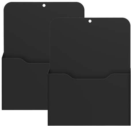 MoKo Magnetischer Stiftehalter, 2 Pack Magnetisch Zeitungshalter Wand, A4 Dokumentenhalter Bürobedarf Aufbewahrung, Notizbücher Organizer für Schule Büro Zuhause Kühlschrank, Schwarz