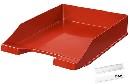 Briefablage Klassik inkl. Schildchen 1021, je 10 STÜCK, Moderne und stapelbare Ablage im frischen Design bis Format A4/C4, 1027-X-17, Rot