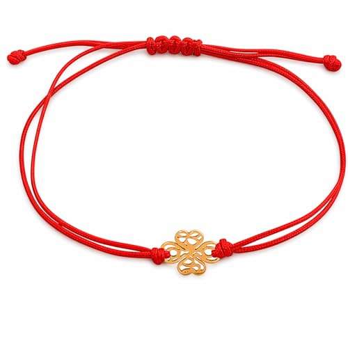 Rodium – 14 Karat (585) Frauen und Mädchen Schnur Armband mit Anhängern Gold