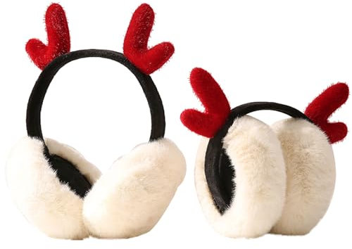 MHwan Cache Oreille Femme, Cache Oreille Enfant en Peluche et Moelleux, Cache Oreille Fille Mignons Pliables pour Femmes, Garder au Chaud et au Froid, Confortables à Porter (Blanc)