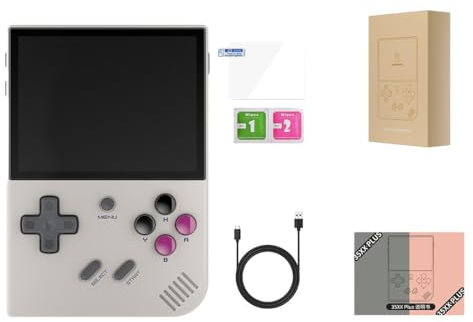Console di gioco RG35XX Plus, 64 GB con 4862 + giochi, sistema Linux da 3,5 pollici, console di gioco portatile retrò, supporto 5G WiFi Bluetooth, 3300 mAh