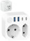 Reiseadapter USA Amerika Deutschland Stecker mit 4 USB (2 Typ-C), EU to USA Adapter Steckdose mit Schalter, 2 Fach Reisestecker für Kanada Mexiko Thailand, Weiß