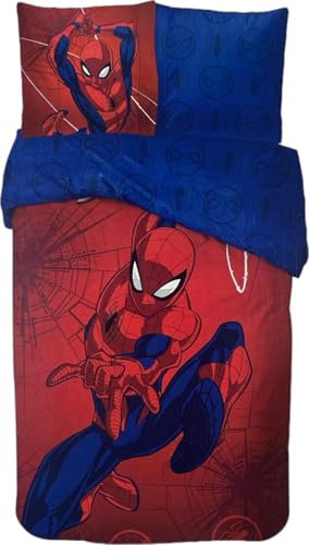 Bettwäsche Spiderman für Kinder, wendbarer Bettbezug, 140 x 200 cm, Kissenbezug 63 x 63 cm, 100 % Baumwolle (Spiderman-Bettwäsche, 140 x 200 cm)