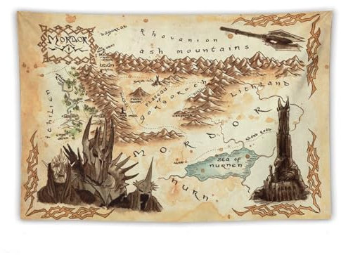 Mittelerd-Karte vom Herr der Ringe Poster, 1 Bild, Wandkunst, Wandteppich, Gemälde, Wandteppiche, Kunstwerke, Geschenkidee, Raumästhetisch, 152,4 x 228,6 cm