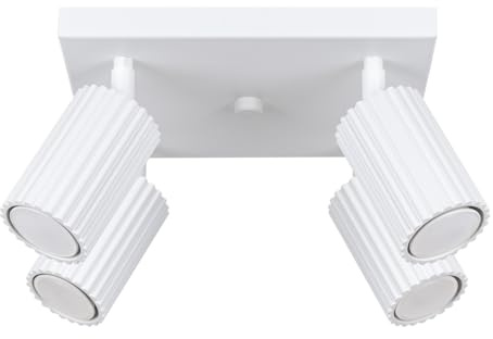 SOLLUX lighting Deckenlampe Deckenleuchte Deckenstrahler Aluminium 4 Flammig 25 x 25 x 16,5 cm Karbon Weiß
