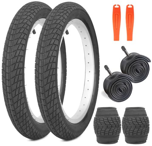 WEEROCK 18 Zoll Kid Bike Reifen, 2 Pack 18 X 2.125 (54-355) Kinderfahrradreifen mit Schlauch für 18 Zoll Kinderfahrräder, Kinderfahrräder, BMX, MTB, Schwarz