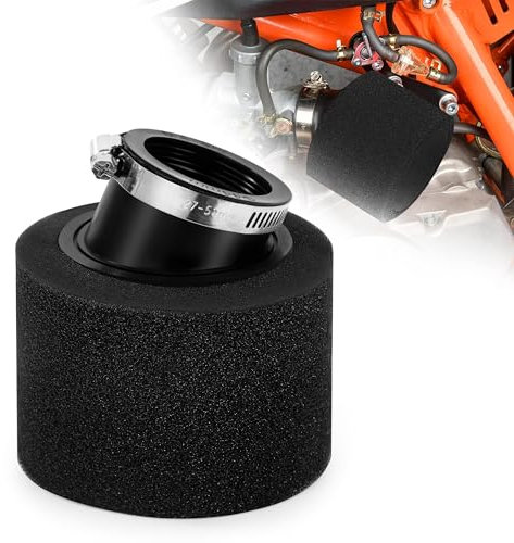 Tunejoy Filtro Aria per Moto 45mm Filtro Aria Spugna Doppio Strato ATV Bocca Obliqua per 50cc 70cc 90cc 110cc Quad Buggy Scooter Dirtbike Moto Go Kart Nero