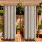 ele ELEOPTION, Rideau Extérieur Imperméable avec œillets Supérieurs et Inférieurs pour Porche Avant, Pergola, Cabane, Patio Couvert, Gazebo, Maison à la Plage (Beige, 2 Pièces, 137 x 244 cm)