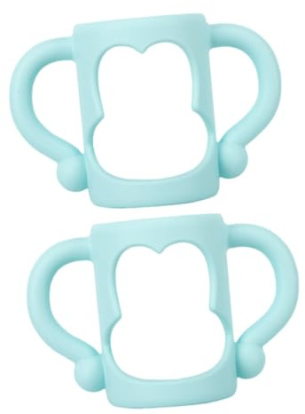 Vaguelly 2 Stück Flaschengriff Weithals Babyflaschen Griff Flasche Anti Rutsch Abdeckung Reborn Flaschen Babyfütterungsbedarf Babyflaschenhalter Griff Fütterungsflaschenhüllen Blaues