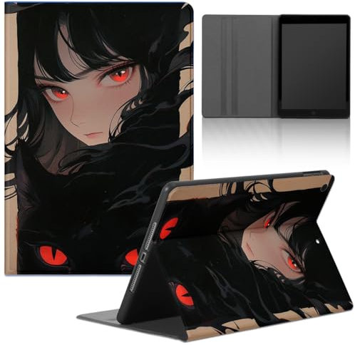Tablet Cover Custodia per iPad Air 5/4 Generation 10,9 2022/2020, Custodia con Carino Anime Cartoon Manga Art Estetica Motivo Donna, Flip Case in Pelle PU Regolabile TPU Tablet Cover,Anime