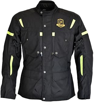 SUDSTAR MACAO Motorradjacke für Herren, 4 Jahreszeiten, Cordura 500D, wasserdicht, mit Reflektoren und Belüftung, CE-Schutz, Schwarz Neongrün, XL