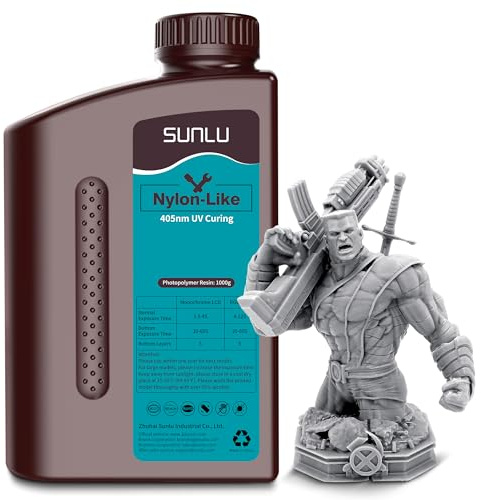 SUNLU Nylon Resin Strong Durable 3D Printer Resin, Grey 1KG | High Toughness & Impact Resistant Photopolymer UV Resin for Functional Parts, Compatible with LCD/DLP/SLA Resin 3D Printer