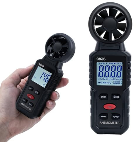 Tolesum 3 in 1 Digitaler Windmesser,Anemometer Handheld mit Messung der Windgeschwindigkeit, Temperatur,Windchill Wind Speed Meter Gauge für Surfen/Drohne/HAVC/Segeln