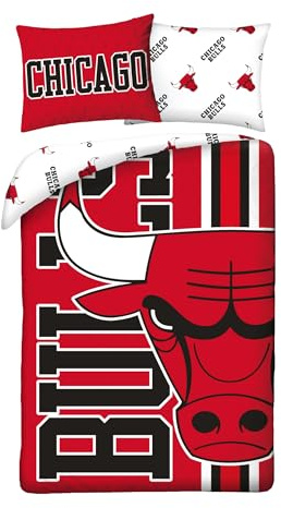Chicago Bulls Kinderbettwäsche 140x200 + Kissenbezug 70x90 NBA Basketball | Wendebettwäsche Einzelbett | Fan-Feeling im eigenen Zimmer | Offizielle NBA Lizenz | Oeko-Tex | Für Basketball-Fans