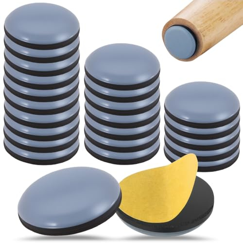 24 Pezzi Feltrini Teflon Scivoli per Mobili,ø 30 Mm Piedini Adesivi per | Sedie,Rotonde Piedini Teflon,Set di Sposta Mobili Pesanti in Ptfe Plastica Protezione Pavimento e Tappeto,Rotondi Autoadesivi