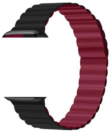 Generisch Silikonarmband for Uhr, 46 mm, 42 mm, 49 mm, 45 mm, 41 mm, 44 mm, 40 mm, Magnetband for Serie 2, 10, 9, 8, 7, 6, SE, 5, 4, 3(05 black red,42-44-45-49-46)