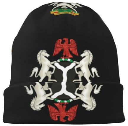 Mütze Herren & Damen Nigeria Staatswappen Winter Warme Unisex Wintermütze Klassische Strickmütze Beanie Weich Stretchy Unisex Strickmützen Damen mütze wollmütze Herren