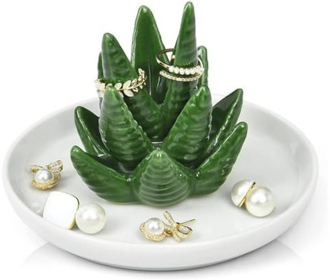 Whyzsjnclg Jewelry Dish, Ring Holder Cactus Trinket Dish Jewelry Stand Display Aesthetic Cactus Decor for Women Girls, Ring Stand Display