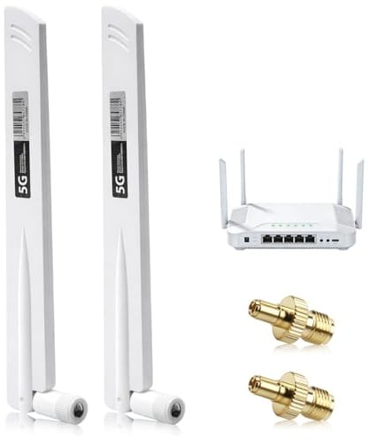 5G LTE Antenne 18DBI Signalverstärker mit SMA/TS9 Stecker, Omnidirektionale WLAN-Antenne 600-6000MHz für 3G/4G/5G/GSM/GPRS Router, IoT-Gateway und Smart Home, Outdoor Antenne, Weiß