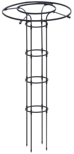 Garvee Support Circulaire Robuste pour Plantes grimpantes - Acier Noir - Idéal pivoines, rosiers, hortensias, légumes, Fleurs - Treillis Parapluie Jardin, Massif, Balcon - Hauteur Totale 120CM (Noir)