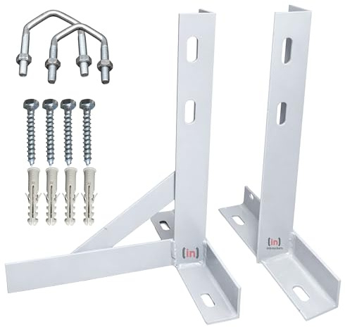 Inbrackets 12 T&K Wall Bracket, Steel, Wall or Gable End Mounting, 12 Inch t and k, Powder Coated Heavy Duty Aerial Satellite Mast Mount with V Bolts and Wall Fixings