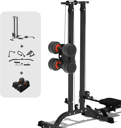 TOUSAINS Home Gym Machine CR63, 330 Lbs Plates Loaded Cable Machine, 2 in 1 Functional Trainer with Rowing Machine, Space Saving Design for Home Gym