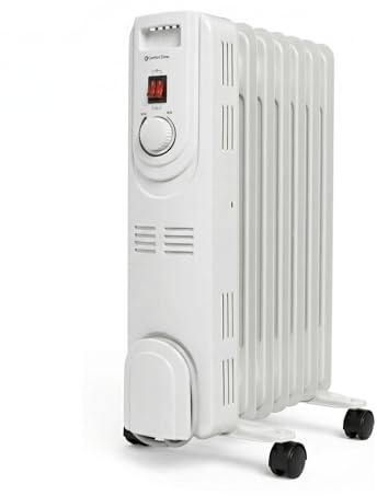 Comfort Zone Electric Oil-Filled Radiant Radiator Space Heater, Never Refill, Adjustable Thermostat, Tip-Over Switch & Overheat Protection System, Ideal for Home, Bedroom, & Office, 1,200W, CZ7007J