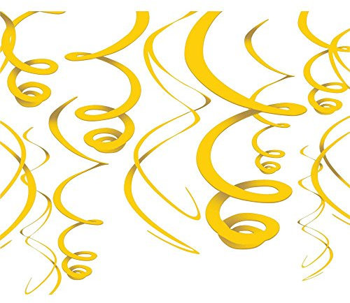 NEU Deko Girlande Swirls, gelb, 12 Stück, 55cm