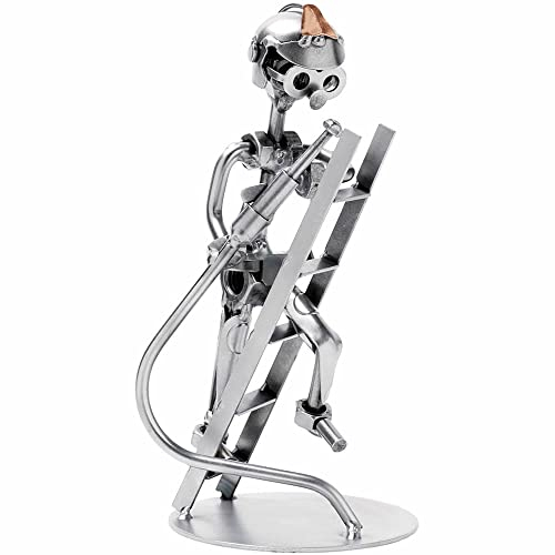 STEEMO Schraubenmännchen Feuerwehr Feuerwehrmann Leiter Metall-Deko 11x9x17 cm