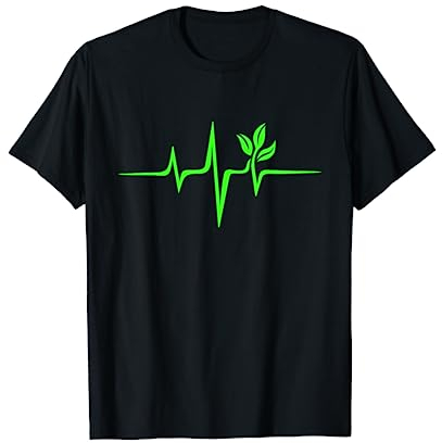 Puls Grün Herzschlag Vegan Heartbeat Pflanze Baum T-shirt T-Shirt