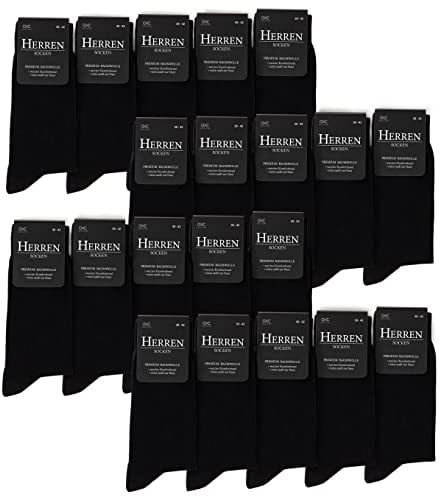 Occulto chaussettes noire homme lot de 10-30 (modèle: Hermann) 43-46 20 Paires | Noir