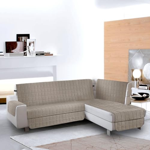 la biancheria di casa - Simplicity Angle copridivano - Tortora, Seduta 245 cm