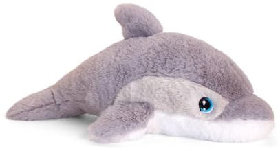 Keeleco SE6177 Plüschtier Delfin, ca. 25 cm, aus recycelten Materialien, Augen aufgestickt aus Baumwolle