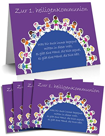 schenken-24 5x Kommunionskarten Kinder mit Kuvert Geldgeschenk