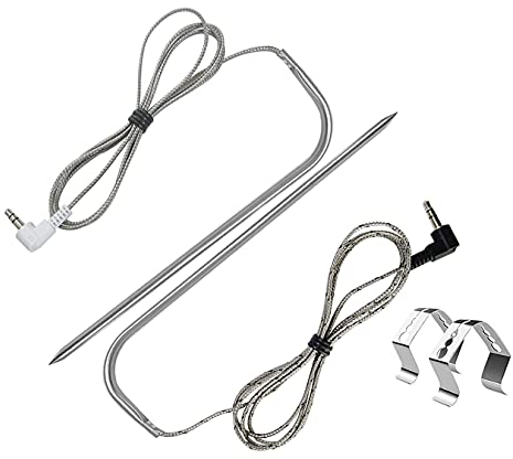 Replacement for Traeger Meat Probe,Compatible with Traeger Wood Pellet Grills and Smoker,Equipped with Stainless Steel Grill Holder kit 2 Pack
