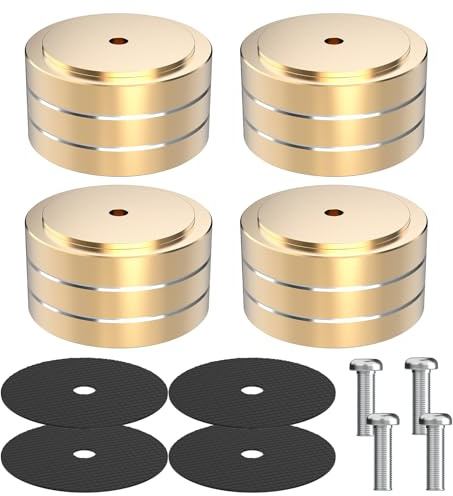 Monosaudio 4er Set HiFi Lautsprecherfüße 40x20mm Aluminium Spike Isolationsfüße mit Stoßdämpfer & M4-Schraube für Verstärker, Subwoofer und Plattenspieler
