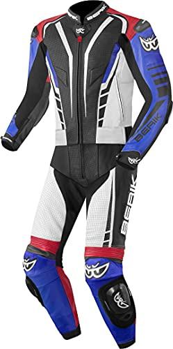 Berik XR-Ace 2-Teiler Motorrad Lederkombi, schwarz/weiß/rot/blau, 52