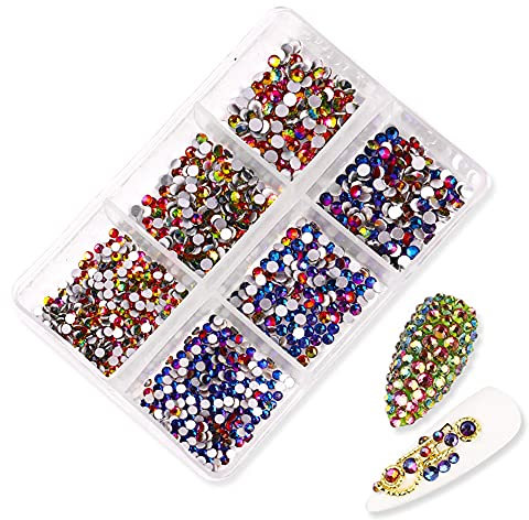 900 Stück Strasssteine Set,6 Größen Glitzersteine,Nägel Selbstklebend AB Strasssteine Deko Diamanten Hochzeit Streudeko Runde Kristall Edelsteine Schmucksteine für Basteln DIY Nagelkunst Kleidung