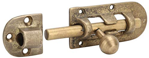 Pestillo de Puerta Deslizante de Latón, Bronce, 10x3cm, Cerradura Antigua para Puerta de Madera, Resistente y Anticorrosión