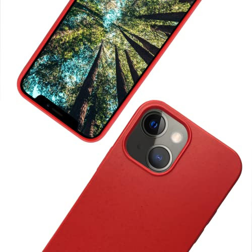 eplanita Bio iPhone 13 Hülle, Pflanzenfaser, Fallschutz Cover, Langlebig und Nachhaltig (Rot, iPhone 13)
