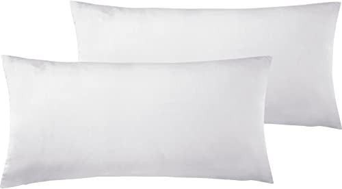 Pure Label 2er Set Mako Satin Kopfkissenbezüge 40x80 cm aus 100% Baumwolle in weiß - Traumhaft weiche Kissenbezüge passend zu unseren Bettwäsche Sets